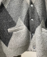 MOHAIR CARDIGAN gray argyle