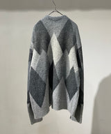 MOHAIR CARDIGAN gray argyle