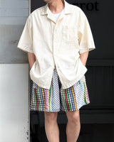 UNEVEN OPEN COLLAR S/S SHIRT