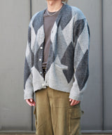 MOHAIR CARDIGAN gray argyle