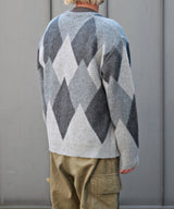 MOHAIR CARDIGAN gray argyle