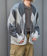 MOHAIR CARDIGAN gray argyle