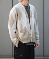 MOHAIR CARDIGAN natural argyle