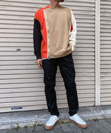 COLOR PANEL ZIP SWEAT