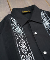 L/S GUAYABERA "REJILLADA"-BLKWH