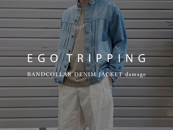 EGO TRIPPING / BANDCOLLAR DENIM JACKET damage