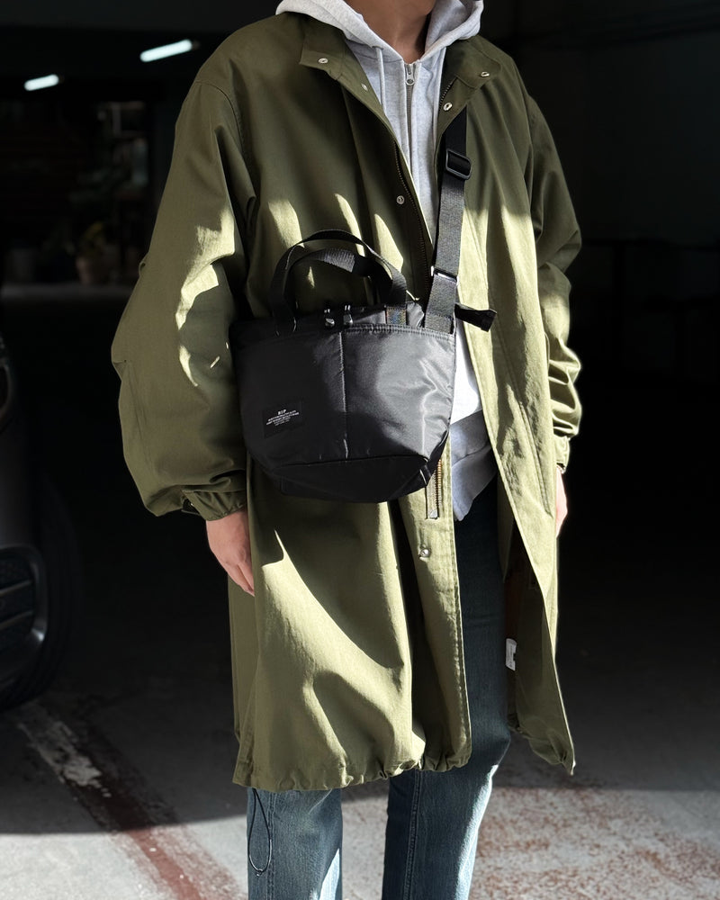 BAGSINPROGRESS / Zipper Duffle Small BLACK PUFFER NYLON TWILL