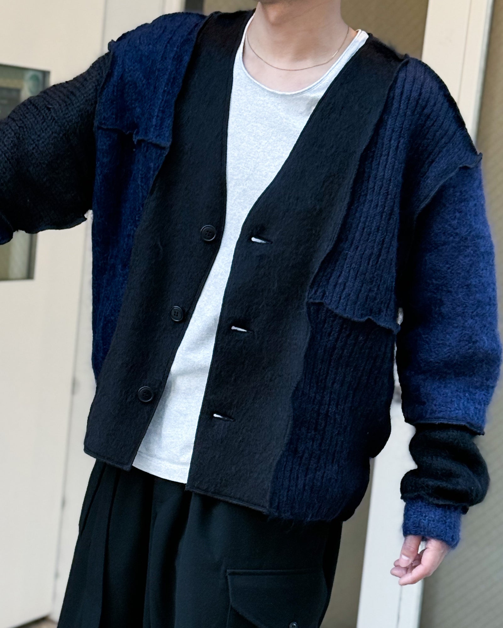 SATUR モヘア混紡 カーディガン 青　zero SATUR モヘア混紡 カーディガン 青 zero Pherrow's】柔らかい肌触りの