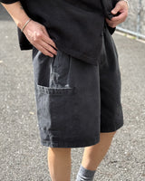 BLACK TWILL CARGO SHORTS(LIGHT WEIGHT MOLESKIN)