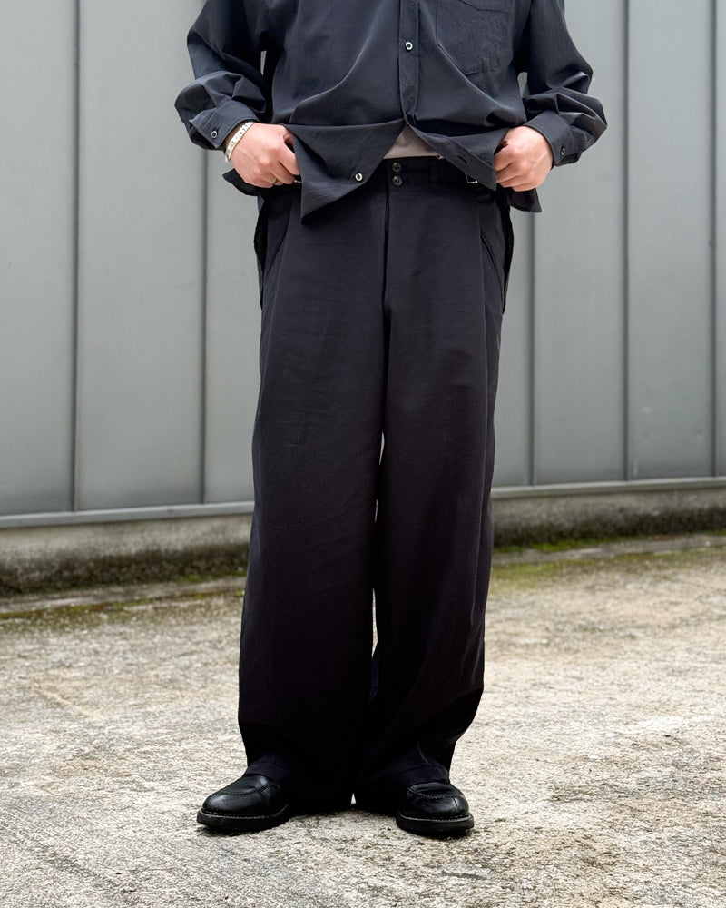 FOLD WIDE tripping ego パンツ BACK EGO | US EGO | Black In Trousers Flared Detail Waistband Over Fold TROUSERS パンツ
