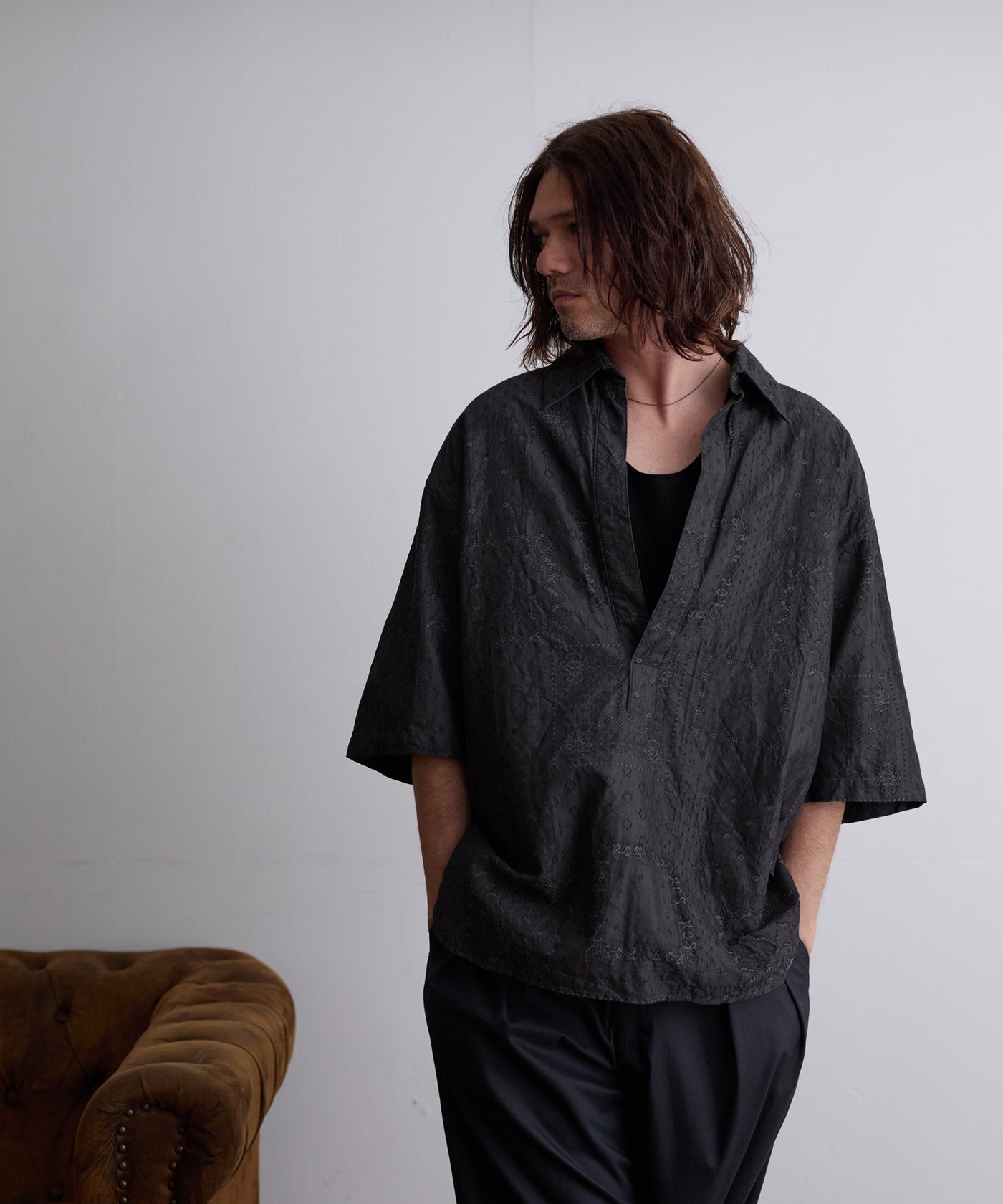 PROPA9ANDA EGOTRIPPING Wネーム 7分丈ダメージ加工シャツ PROPA9ANDA EGOTRIPPING Wネーム 7分丈ダメージ加工シャツ PROPA9ANDA