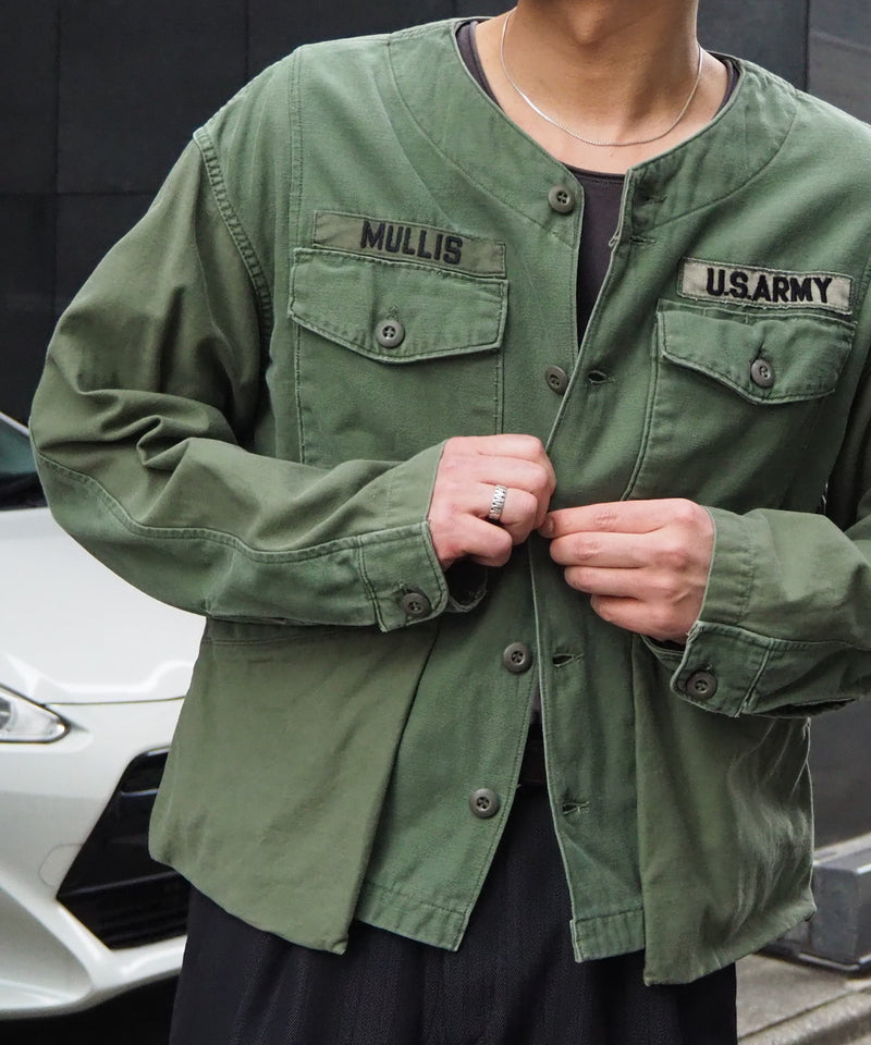 NO COLLAR MILITARY SHIRT