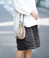 KINCHAKU LEATHER SAND SUEDE
