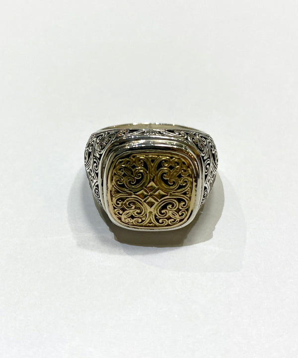 Greek Byzantine Style Ring 18k combi