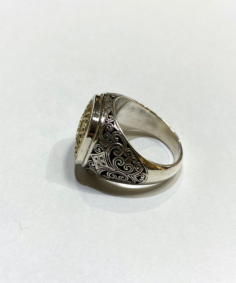Greek Byzantine Style Ring 18k combi