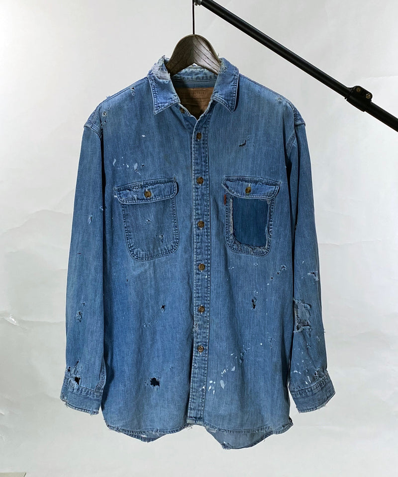 Vintage damage denim shirt #07