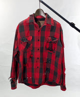 Vintage damage&paint plaid shirts#2