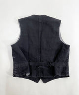 30s/40s FRENCH BLACK LINEN VEST HALLES-VILLETTE