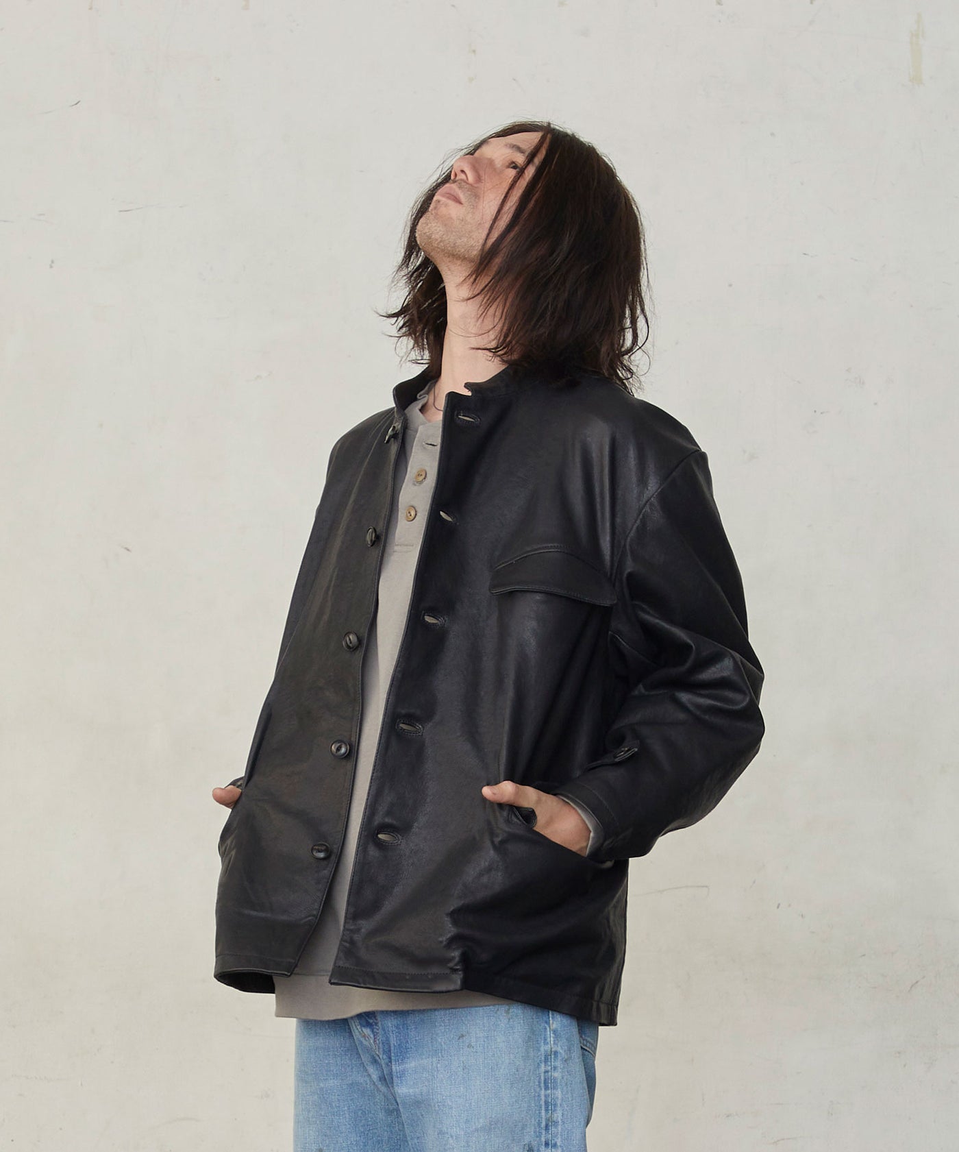EGO TRIPPING ライダース ジャケット レザー ハの字 ブラック EGO TRIPPING エゴトリッピング / SUBMARINE LEATHER JACKET サブ