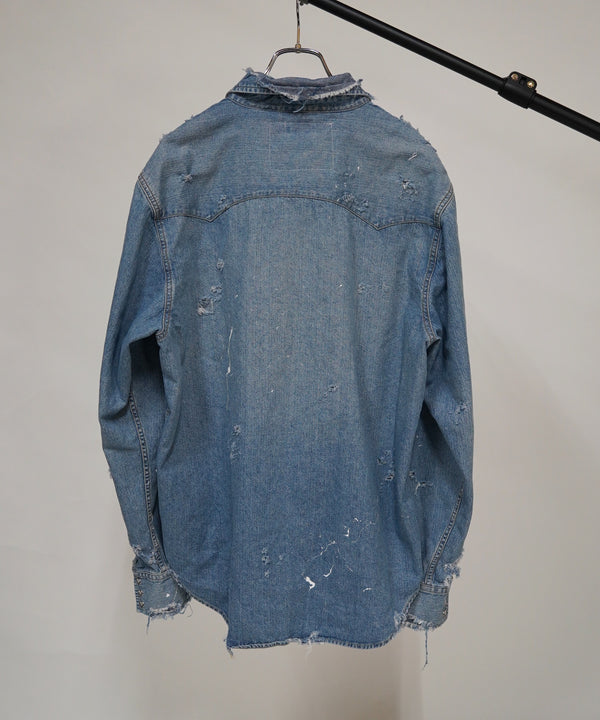 Vintage damage denim shirt #04