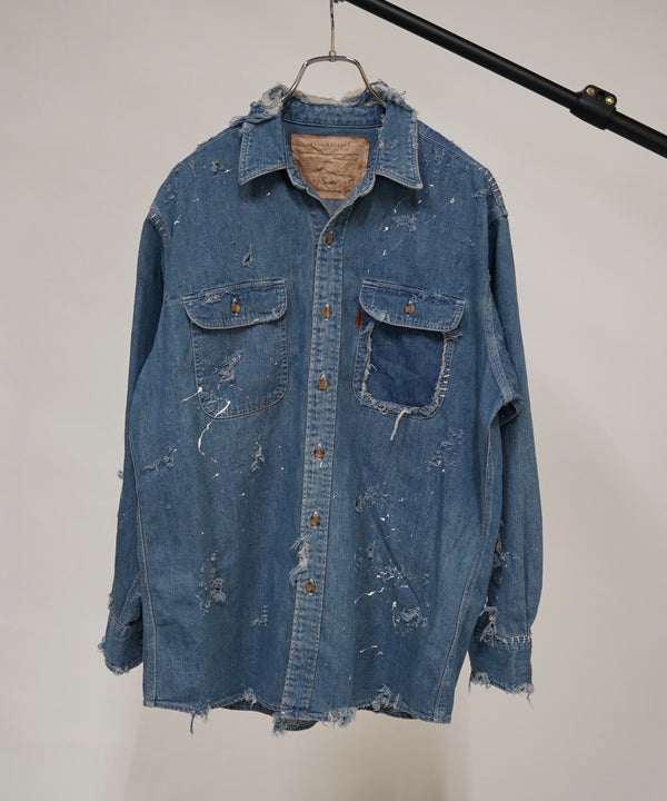 Vintage damage denim shirt #06