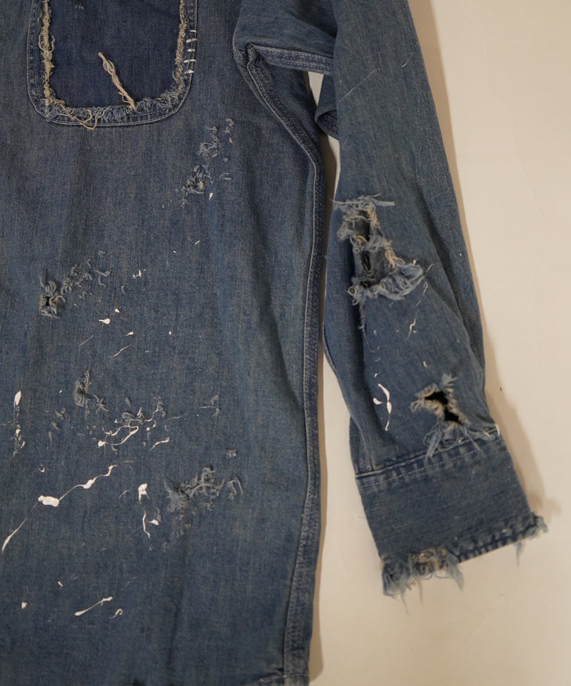 Vintage damage denim shirt #06