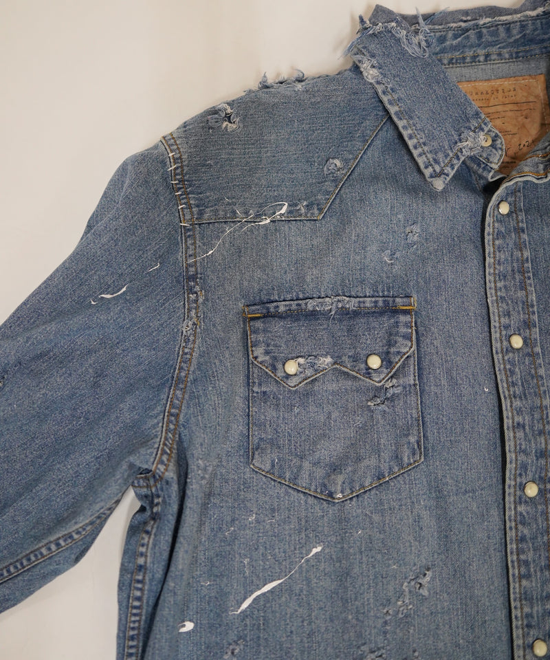 Vintage damage denim shirt #04