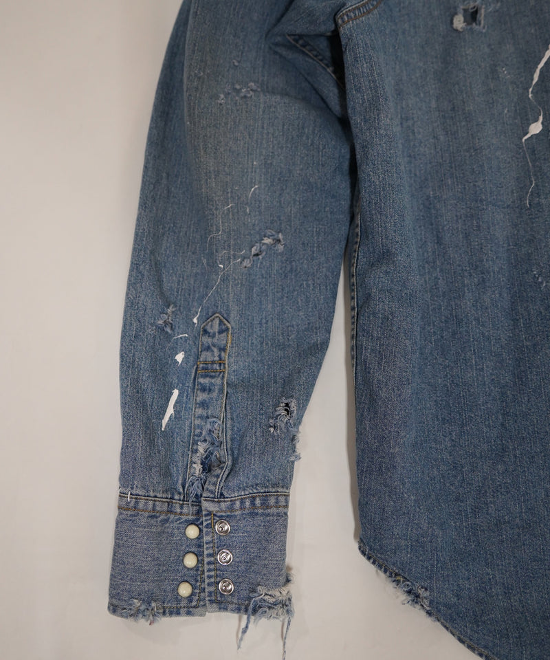 Vintage damage denim shirt #04