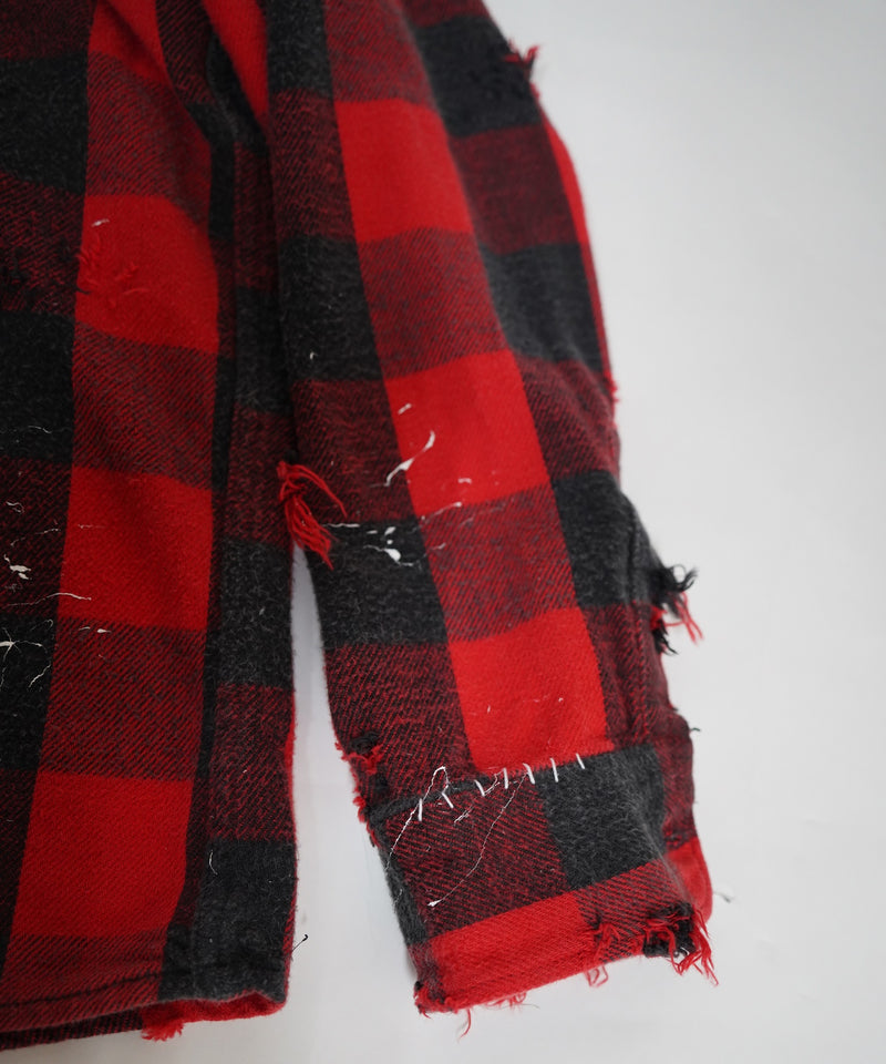 Vintage damage&paint plaid shirts