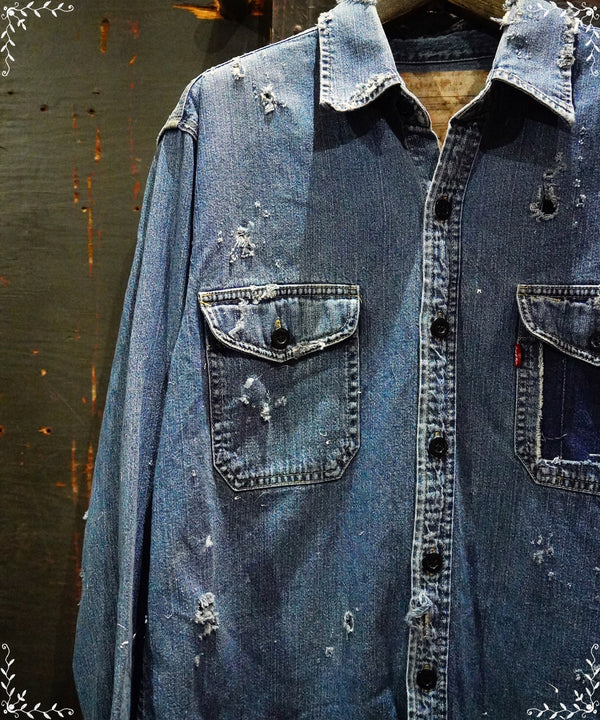 Vintage damage denim shirt #08