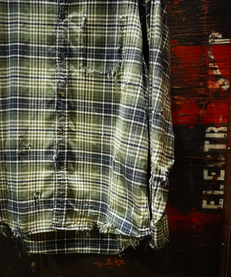 Vintage damage flannel plaid shirt