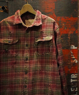 Vintage damage&plaid shirts Jacket