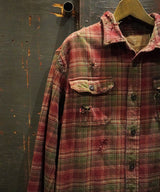 Vintage damage&plaid shirts Jacket