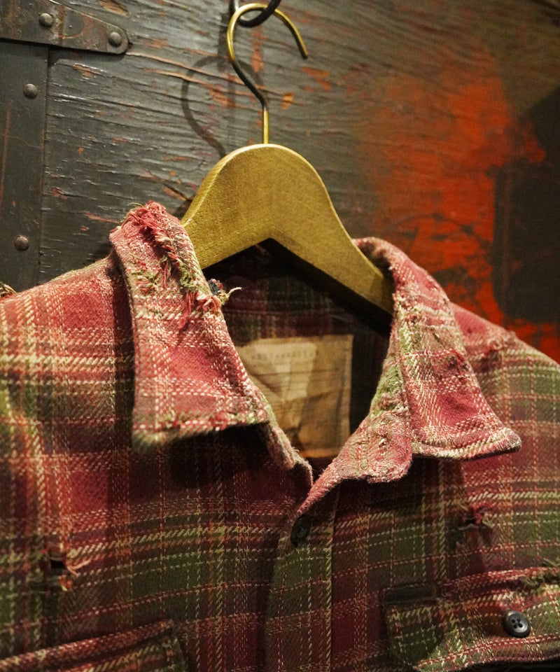 Vintage damage&plaid shirts Jacket