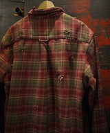Vintage damage&plaid shirts Jacket