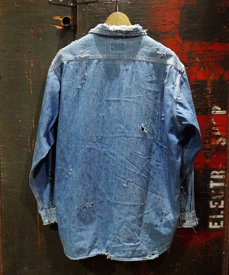 Vintage damage denim shirt #10