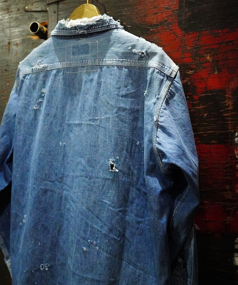 Vintage damage denim shirt #10