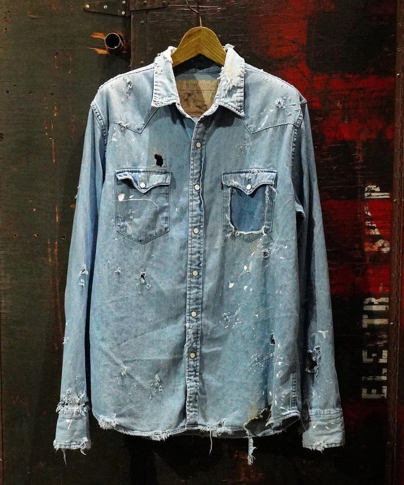Vintage damage denim shirt #09