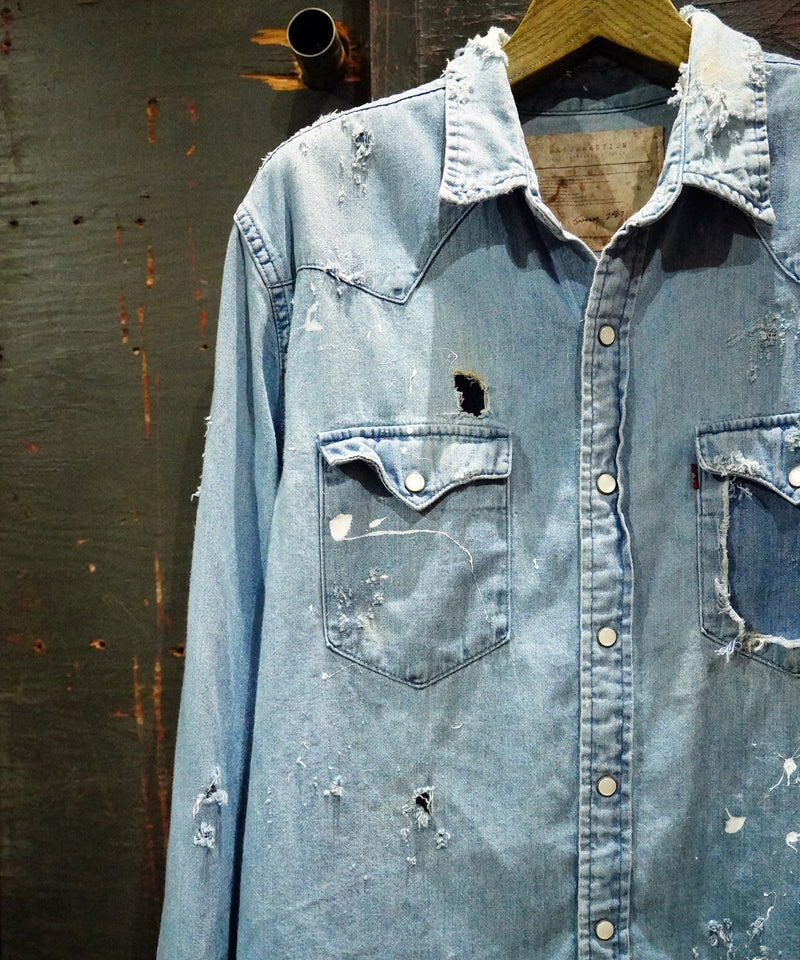 Vintage damage denim shirt #09