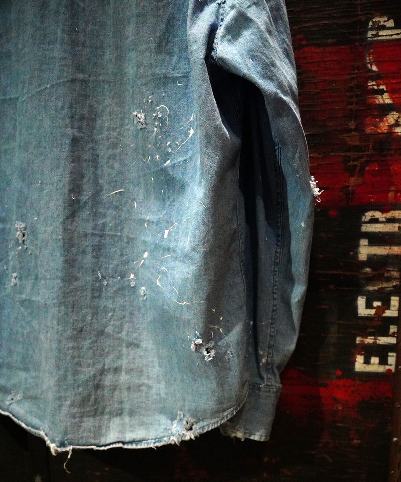 Vintage damage denim shirt #09