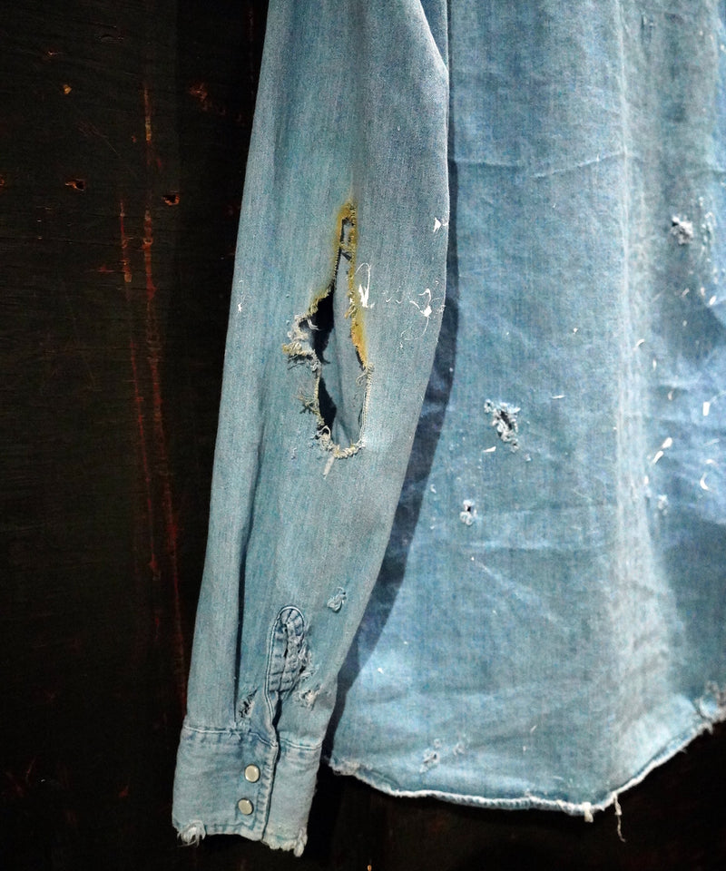 Vintage damage denim shirt #09
