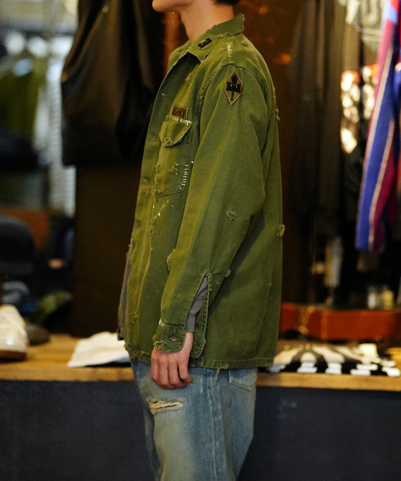Vintage damage military shirt#03