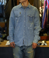 Vintage damage denim shirt #09