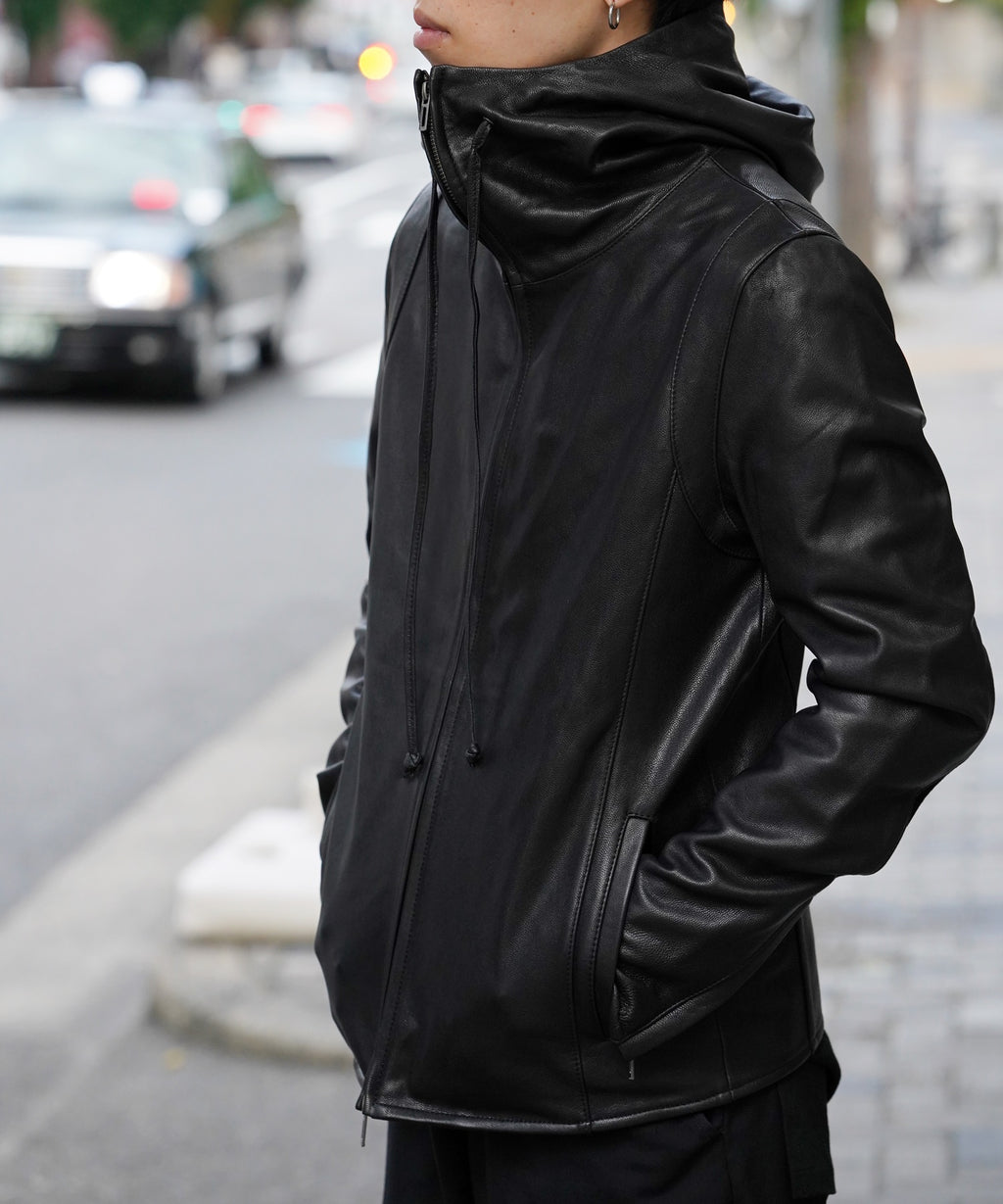 HOODED LEATHER JACKET