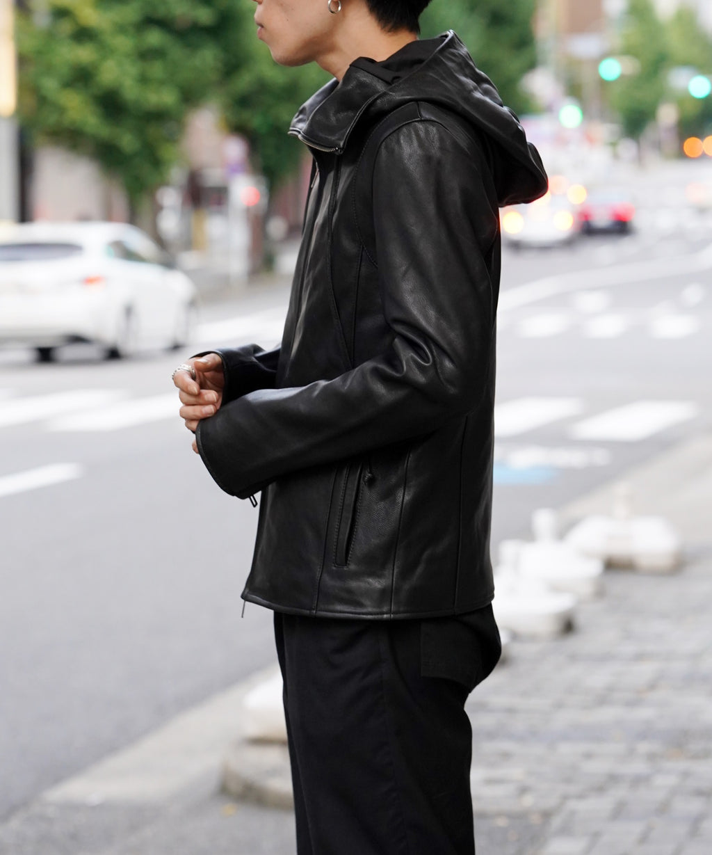 HOODED LEATHER JACKET