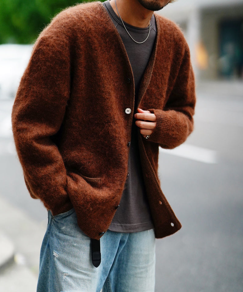 ブラウンEGO TRIPPING CUSHMAN MOHAIR CARDIGAN