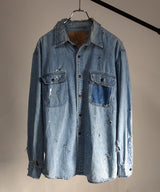 Vintage damage denim shirt #01
