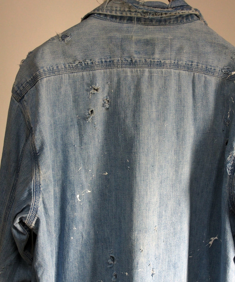 Vintage damage denim shirt #01