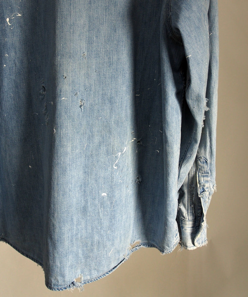 Vintage damage denim shirt #01
