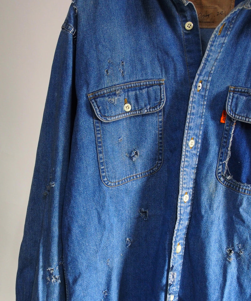 Vintage damage denim shirt #03
